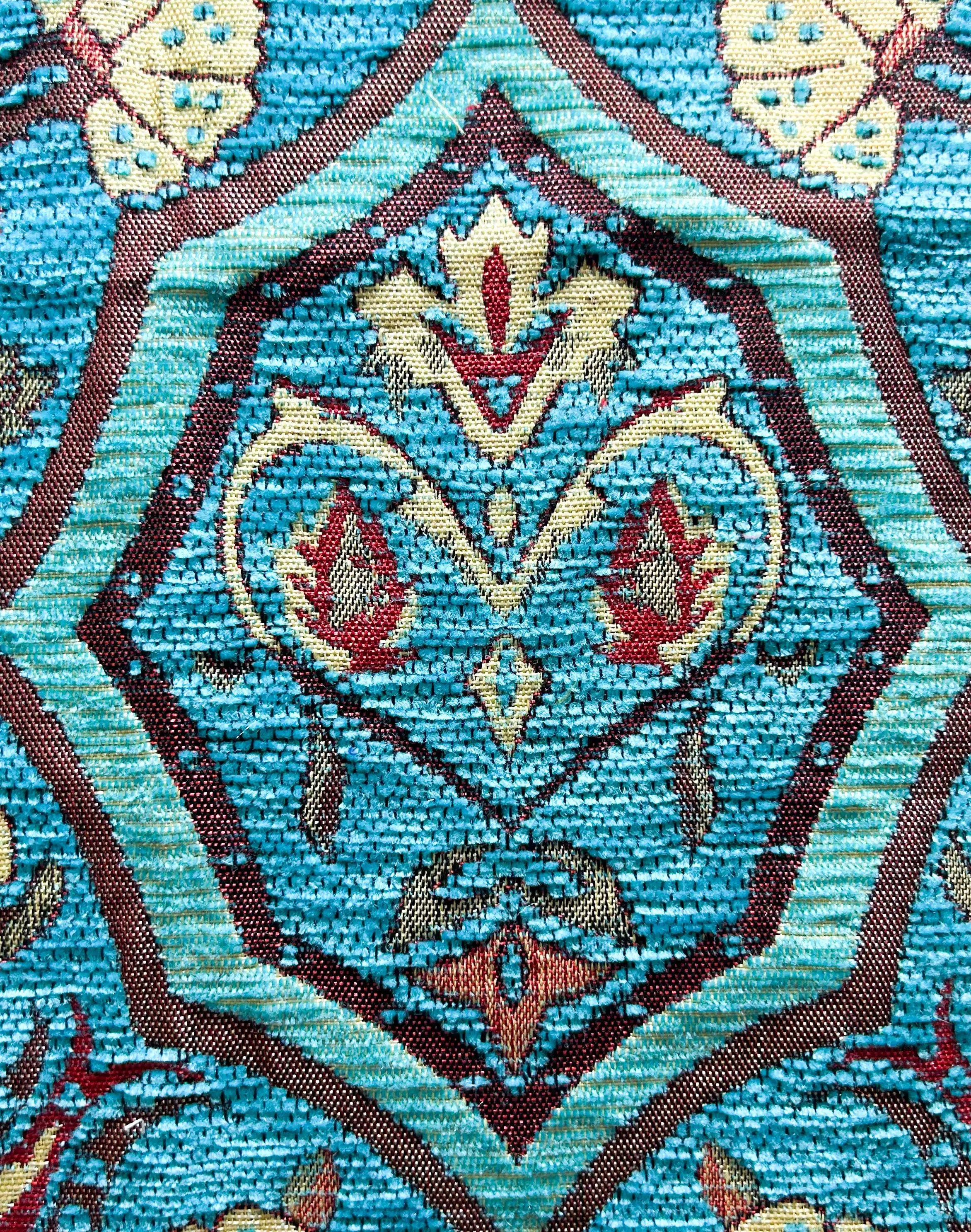 Azure - Bright Teal Custom Stamped Cuff Bracelet With Brown Trim