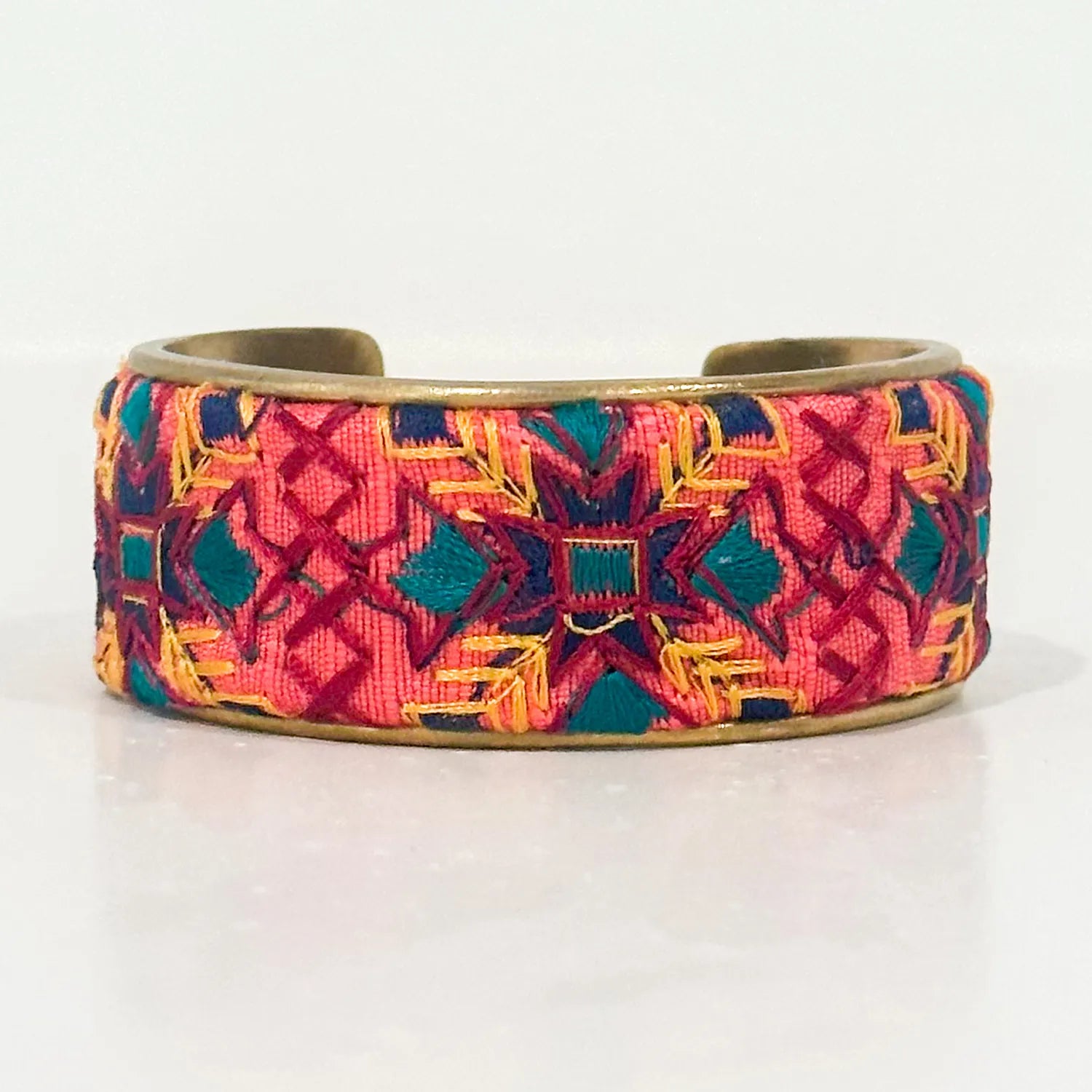 Gaia - Vintage Multi-Colored Brass Cuff Bracelet
