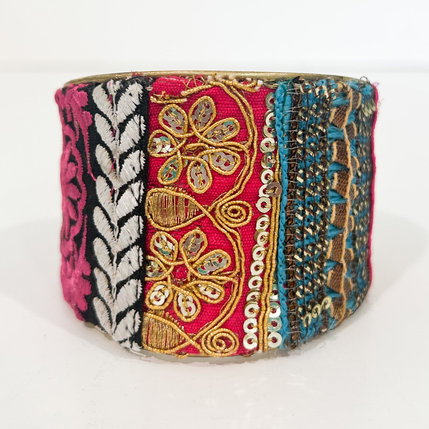 Elvira - Vintage Multi-Colored Brass Cuff Bracelet