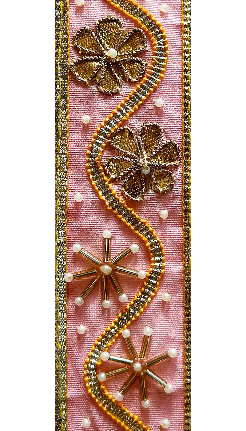 Emma - Vintage Pink Custom Stamped Brass Bracelet Cuff