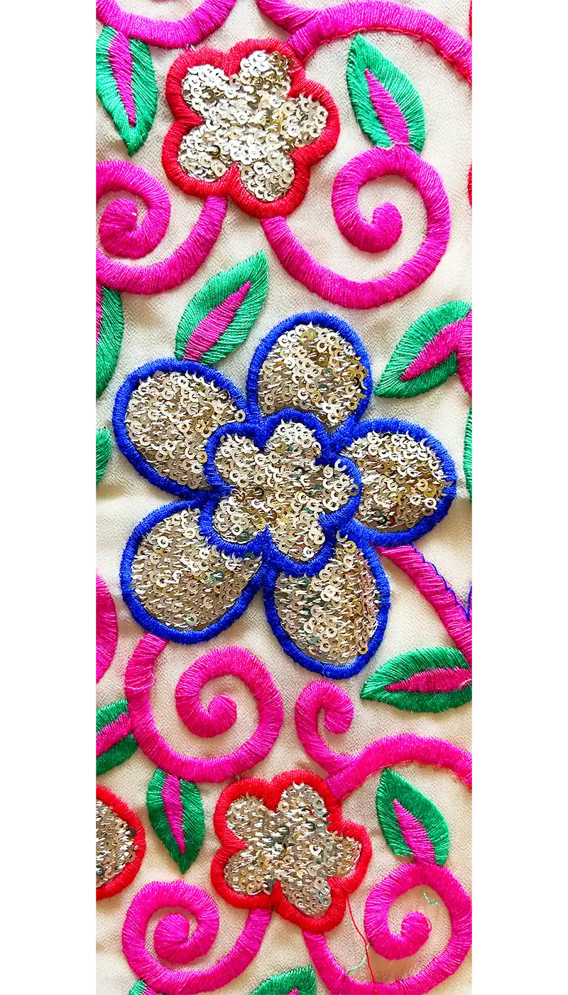 Floral Fusion - Vintage Multi-Colored Custom Stamped Brass Bracelet Cuff