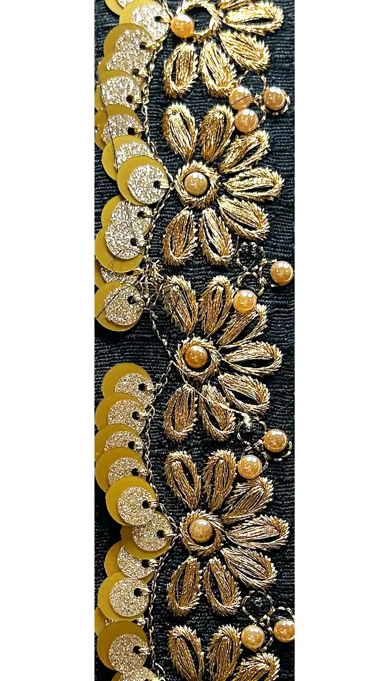 Fleur - Custom Stamped Gold & Black Floral Brass Cuff Bracelet