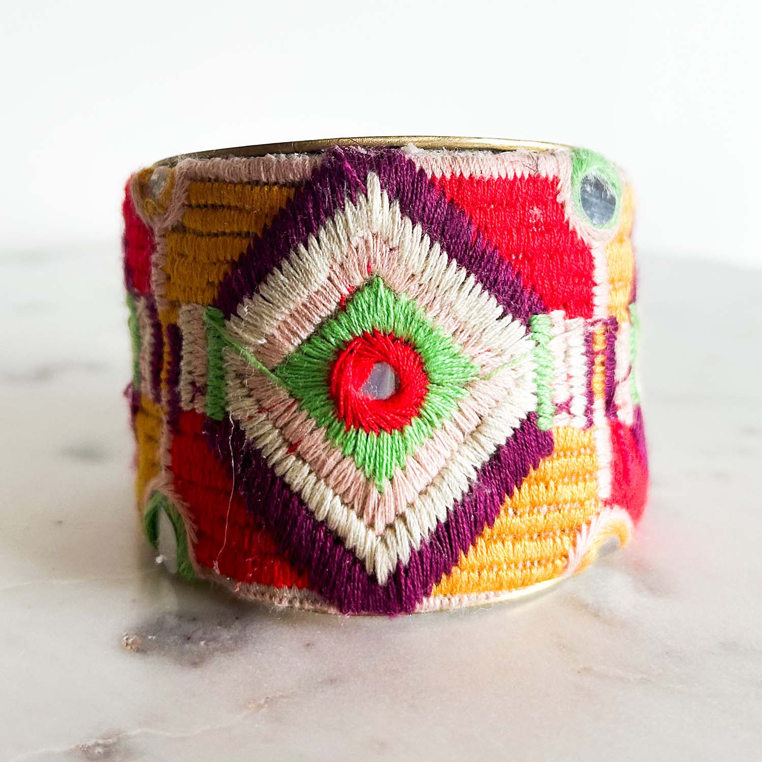 Gemma - Vintage Multi-Colored Brass Cuff Bracelet