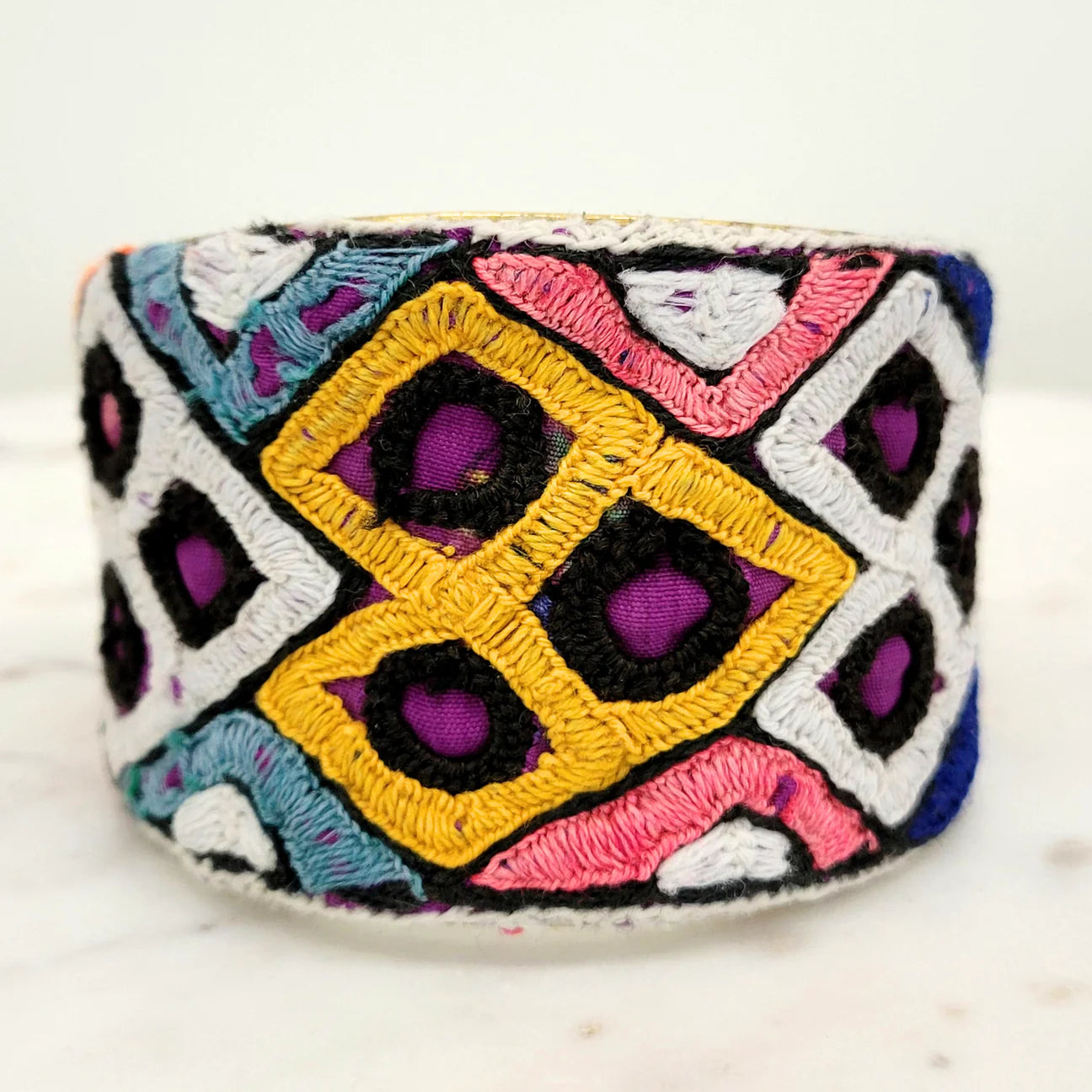 Helaina - Vintage Multi-Colored Brass Cuff Bracelet
