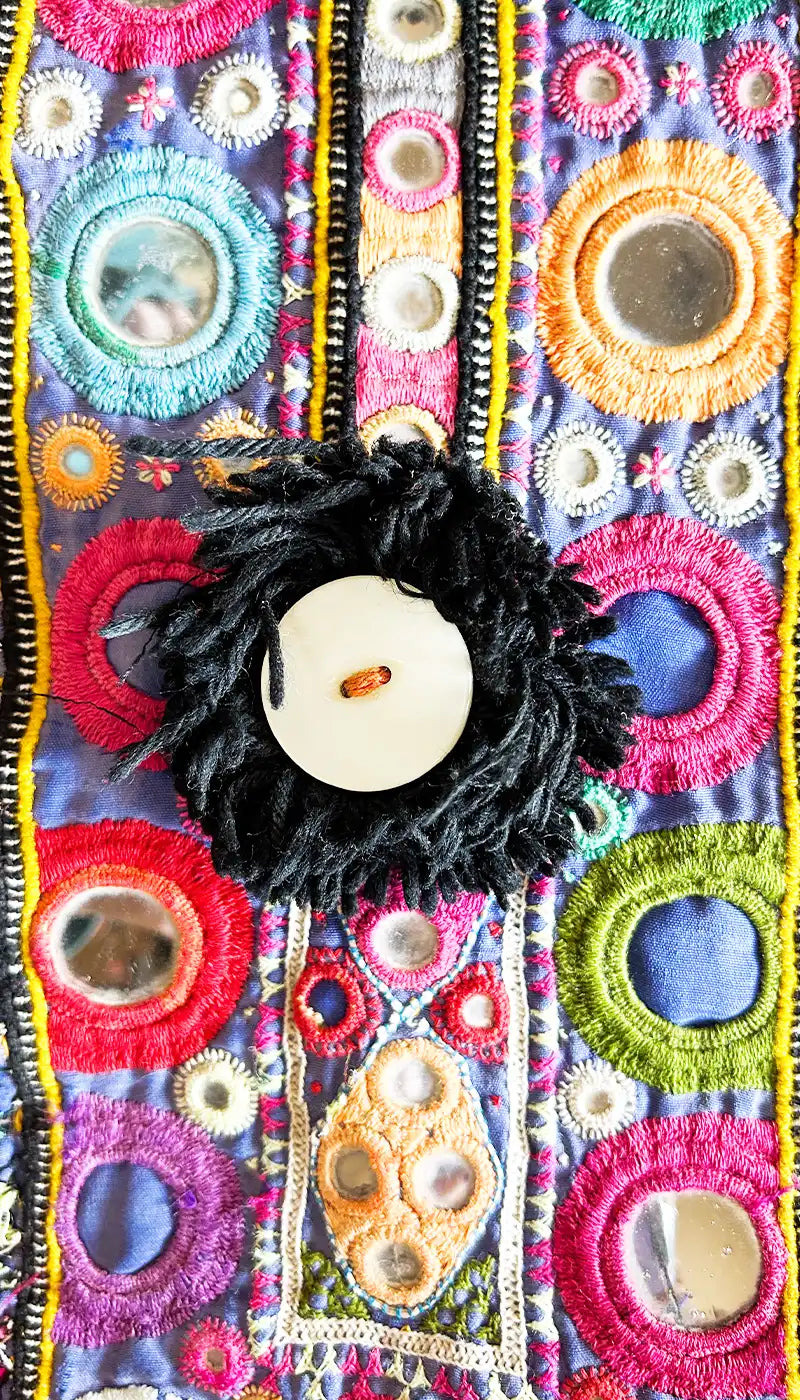 Hazel - Vintage Multi-Colored Custom Stamped Brass Bracelet Cuff