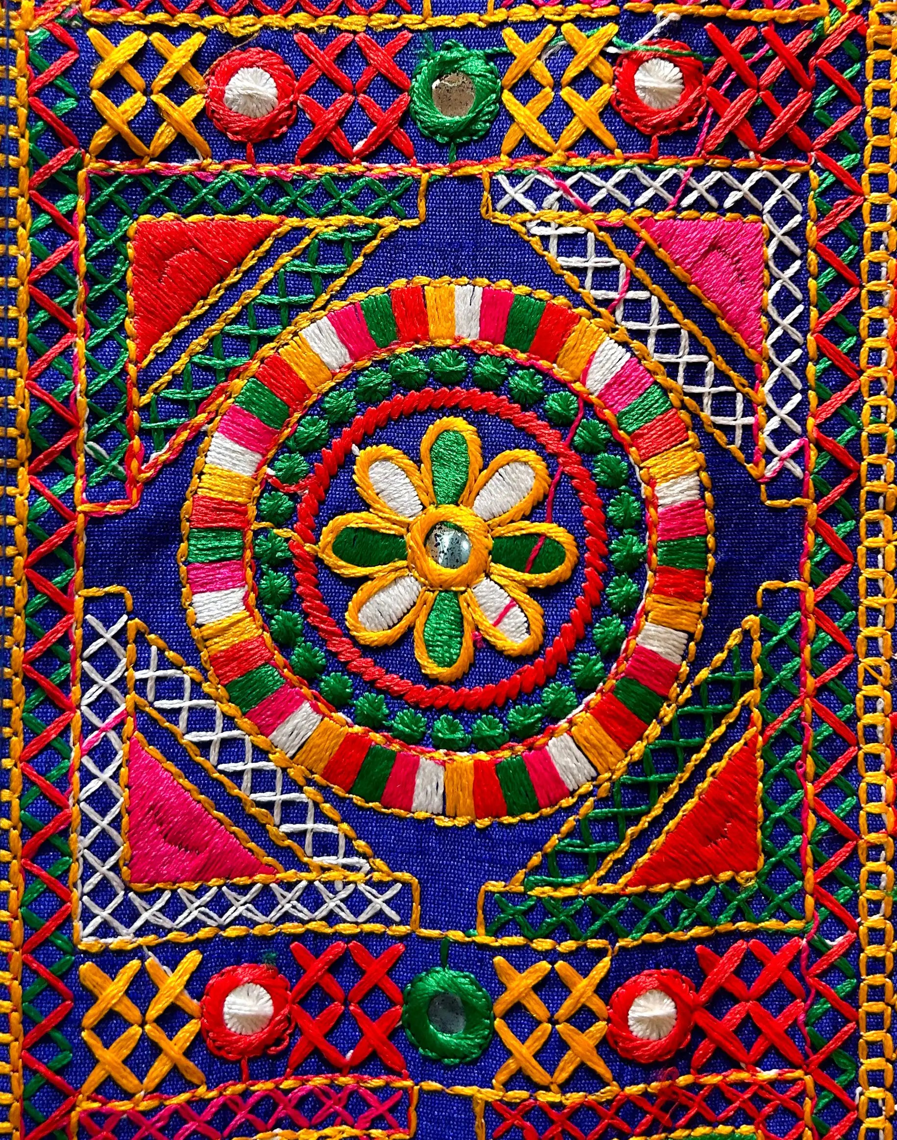 Ida - Vintage Multi-Colored Custom Stamped Brass Bracelet Cuff