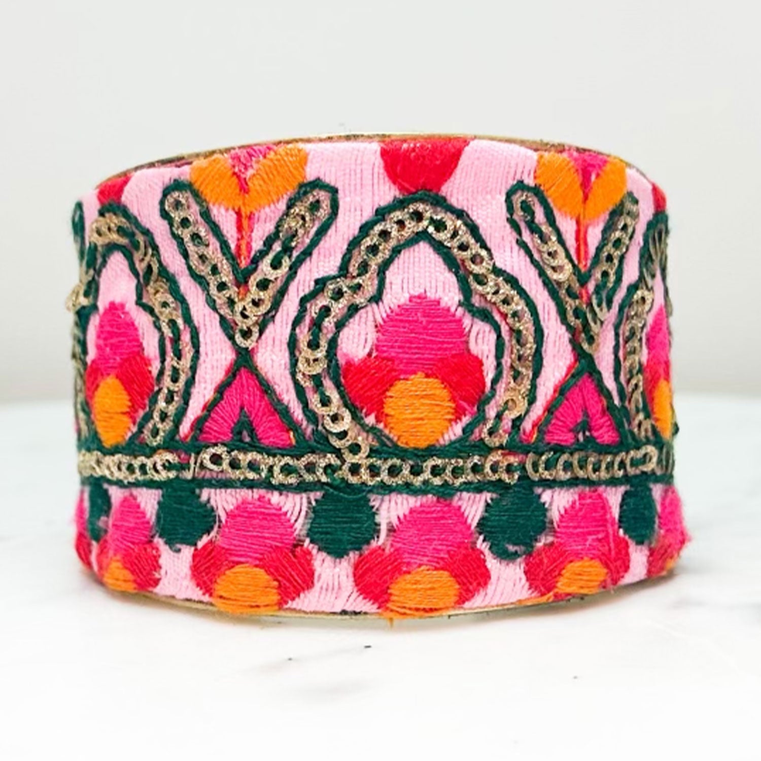 Fiona - Vintage Multi-Colored Brass Cuff Bracelet