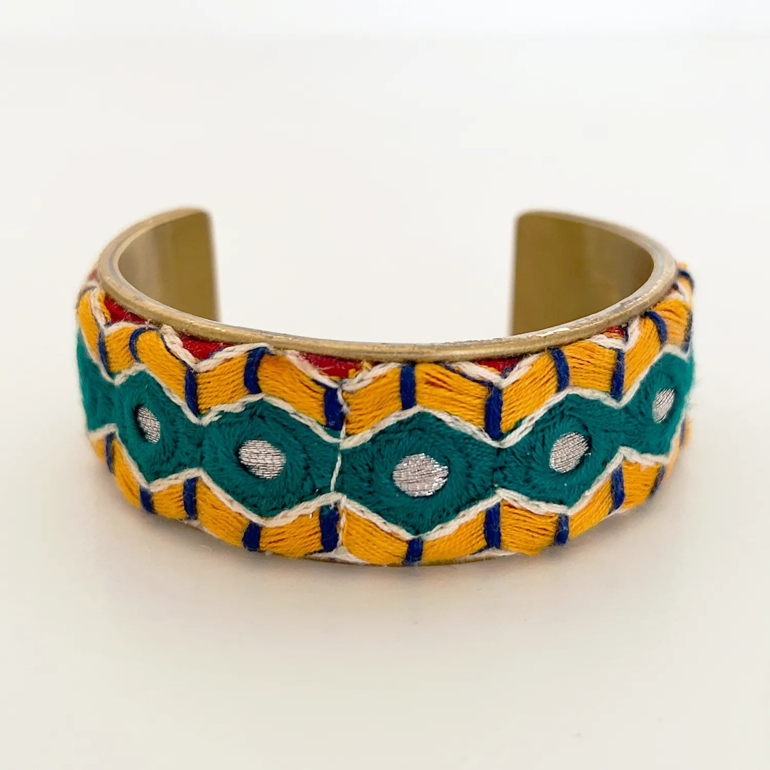 Inga - Vintage Multi-Colored Brass Cuff Bracelet