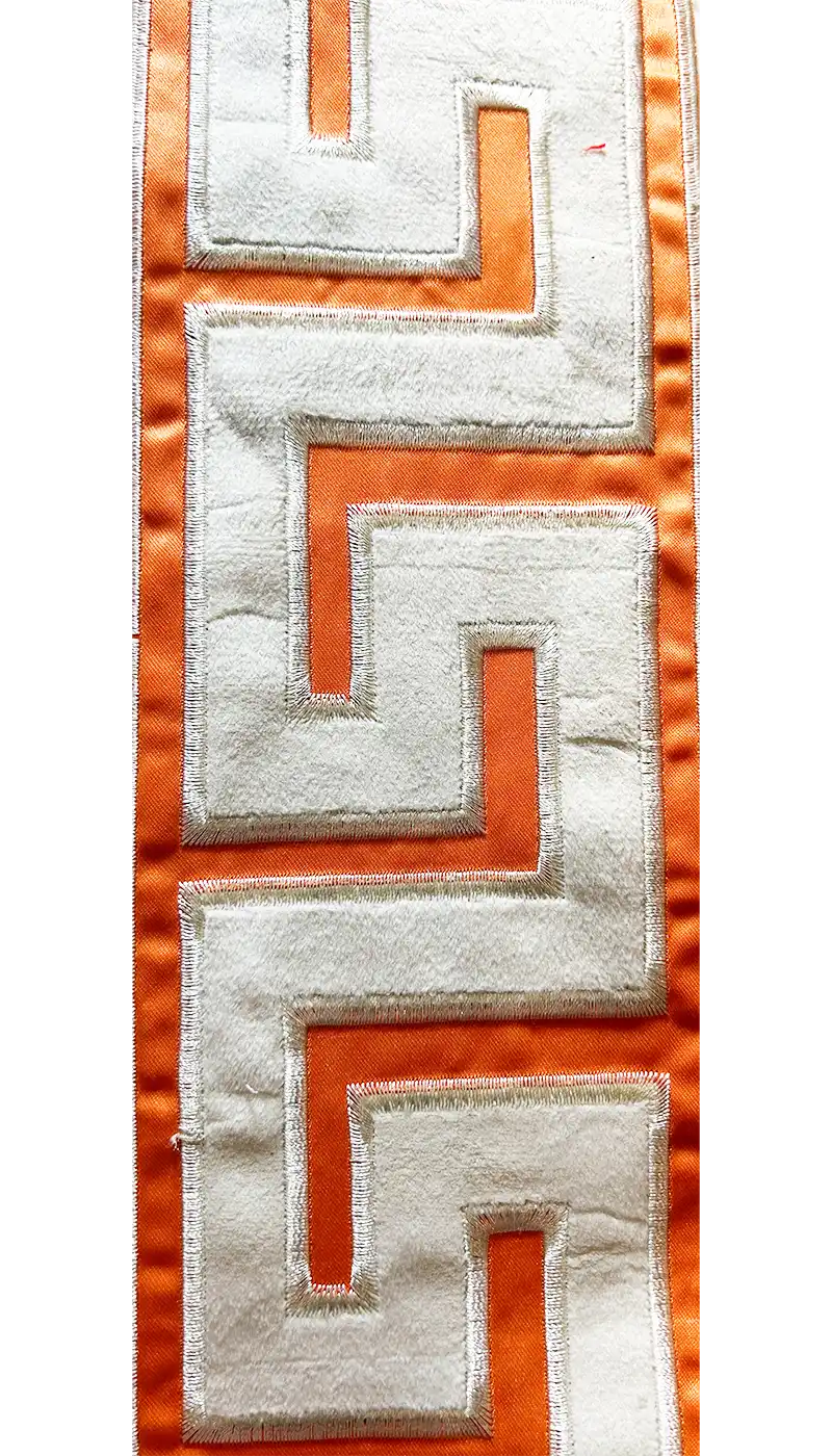 Ivory - Orange & White Custom Stamped Vintage Brass Cuff Bracelet