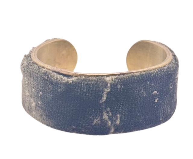 Lover Deep Blue Velvet Textured Cuff Bracelet