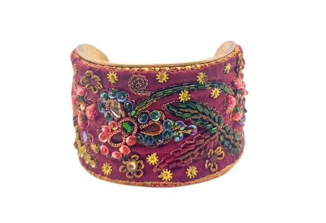 Magic Embroidered Beaded Floral Cuff Bracelet