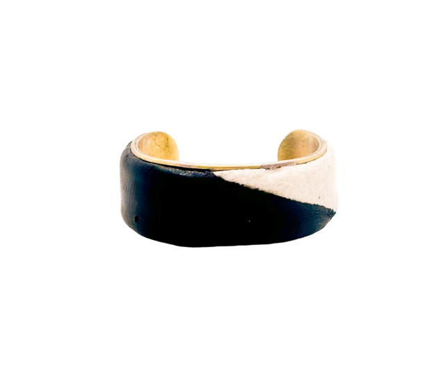 Marvel Black and White Leather Cuff Bracelet