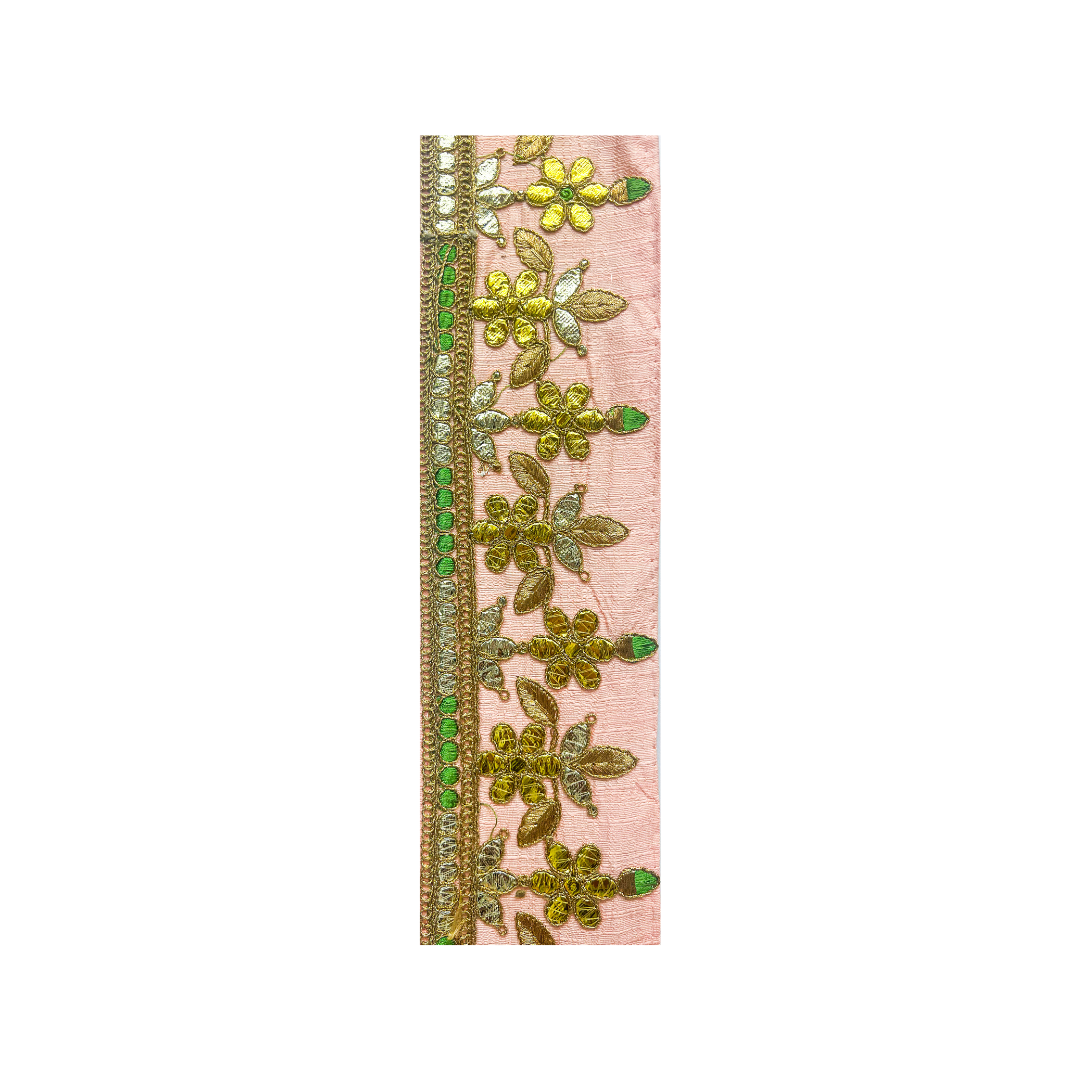 Amelia - Custom Stamped Pink & Gold Floral Pattern Cuff Bracelet