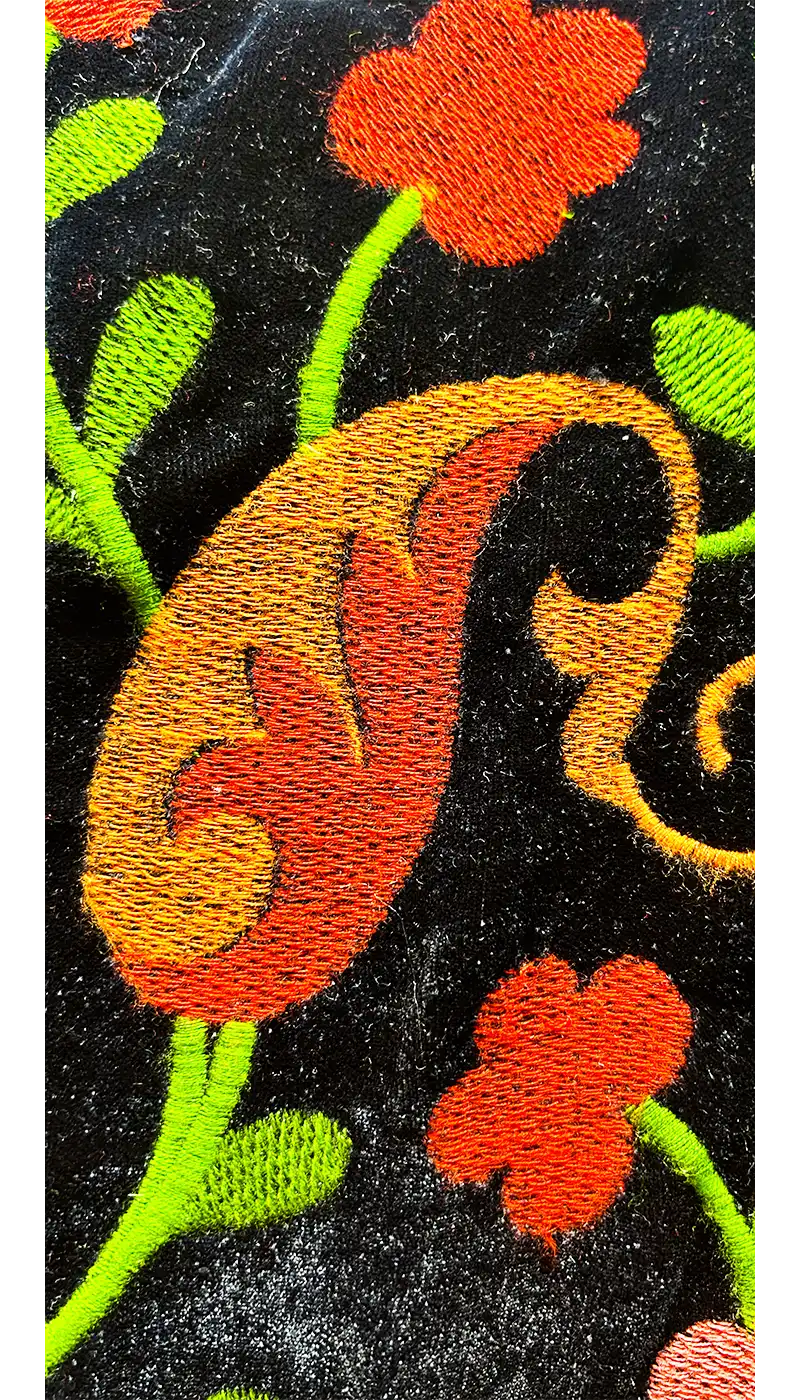 Handmade brass cuff bracelet featuring the Penelope floral fabric option, customizable with three additional fabric choices. Available in 1-inch, 2-inch, and 3-inch sizes.