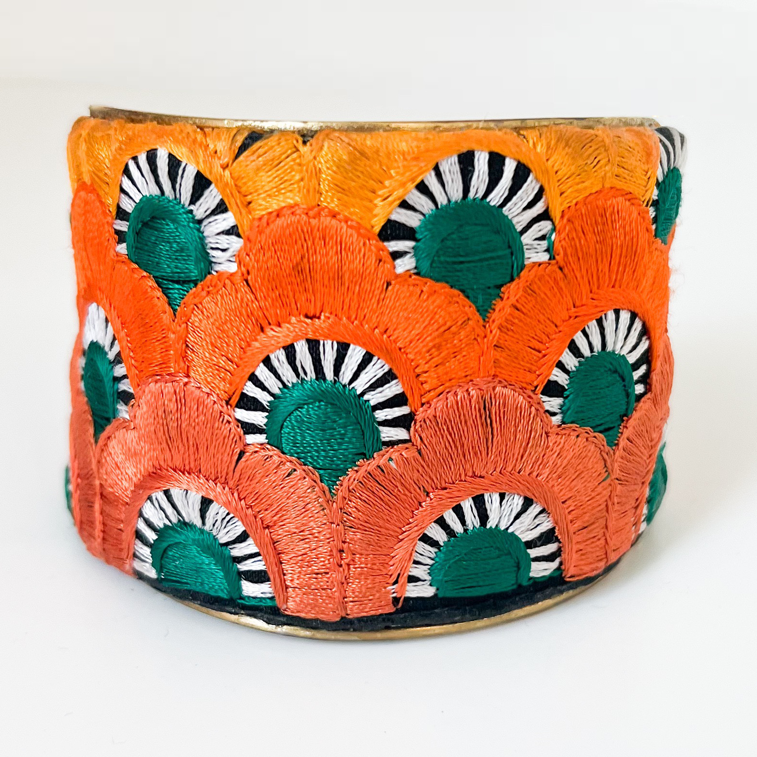 Willow - Orange & Green Cuff Bracelet