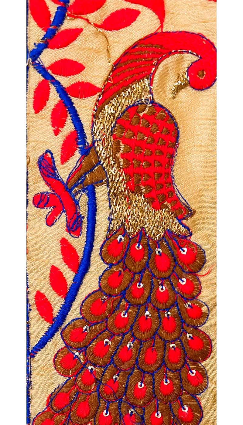 Cyan - Red & Blue Custom Stamped Brass Bracelet Cuff