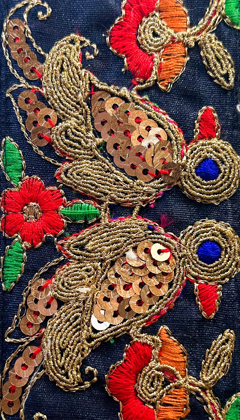 Estelle - Vintage Multi-Colored Custom Stamped Brass Bracelet Cuff