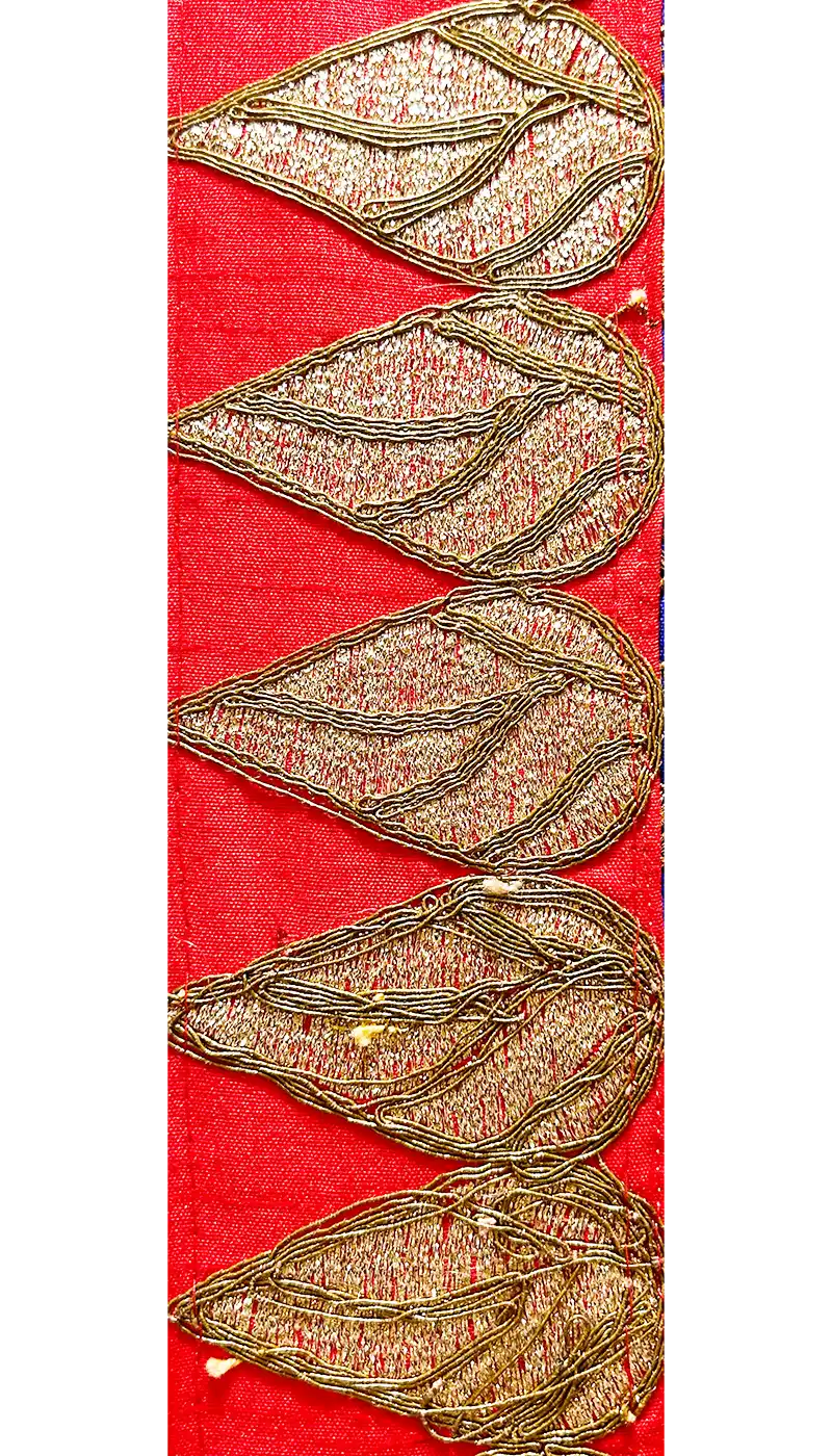 Harlow - Vintage Red & Gold Leaved Custom Stamped Brass Bracelet Cuff