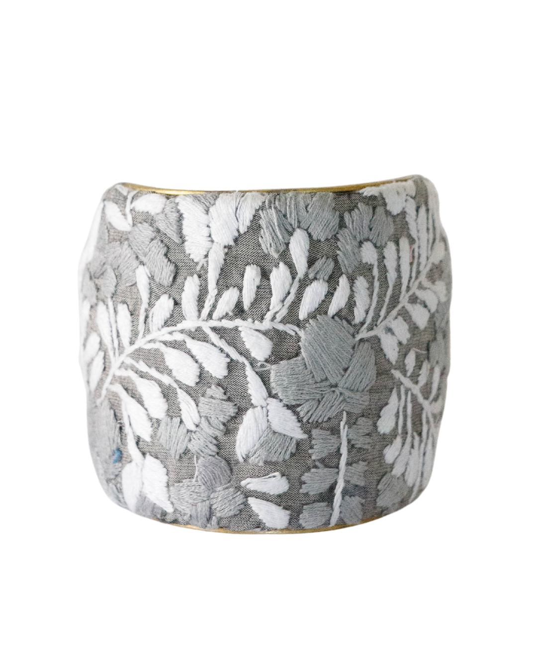 Embrace quiet beauty with the Niebla cuff — a misty gray floral embroidered cuff bracelet handcrafted in Shreveport LA