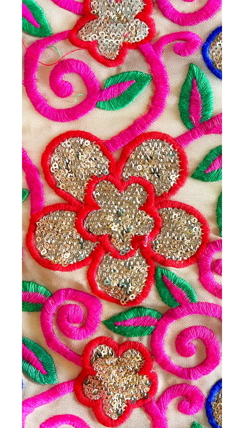 Floral Fusion - Vintage Multi-Colored Custom Stamped Brass Bracelet Cuff