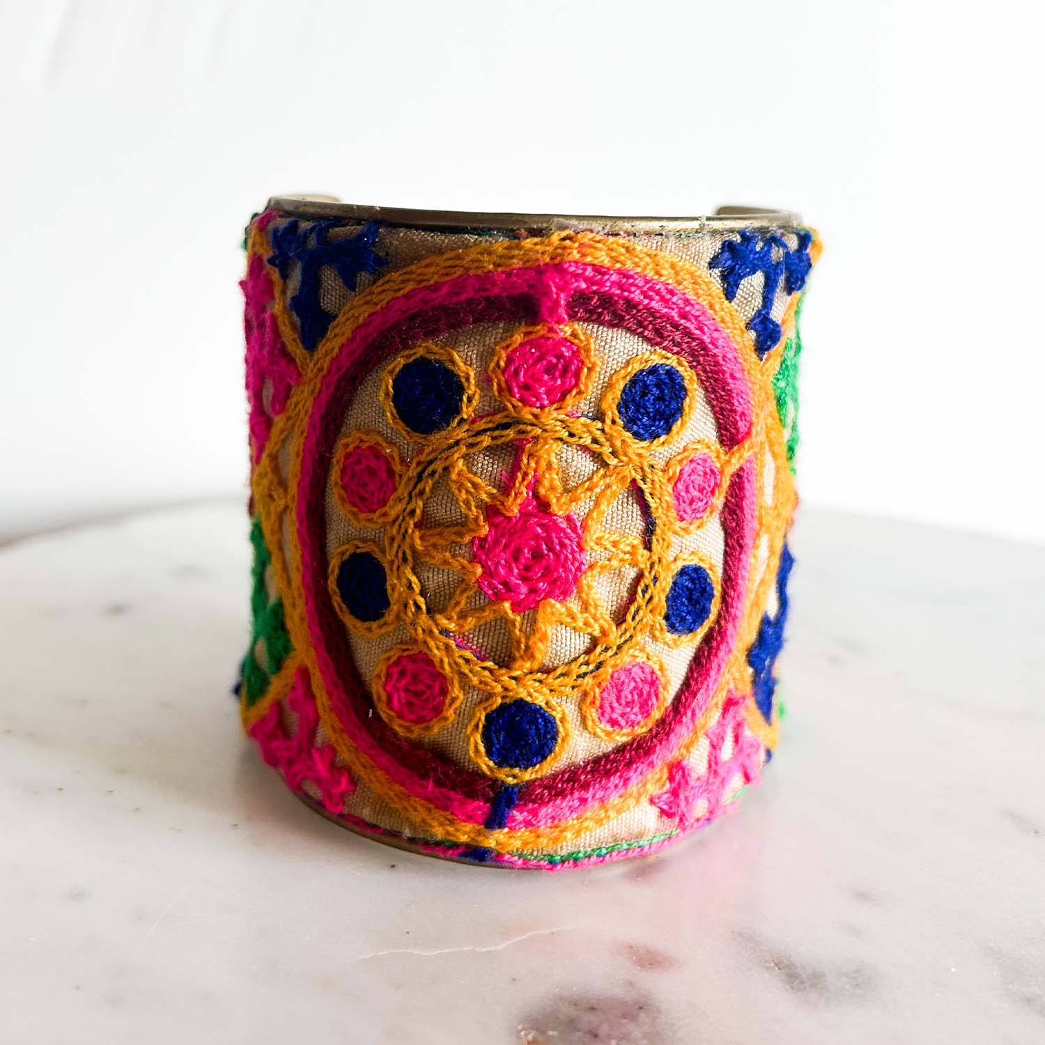 Anika - Vibrant Multicolored Embroidered Cuff Bracelet