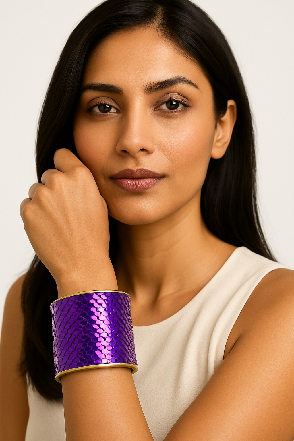 Let The Good Times Roll Color-Changing Sequin Brass Cuff Bracelet
