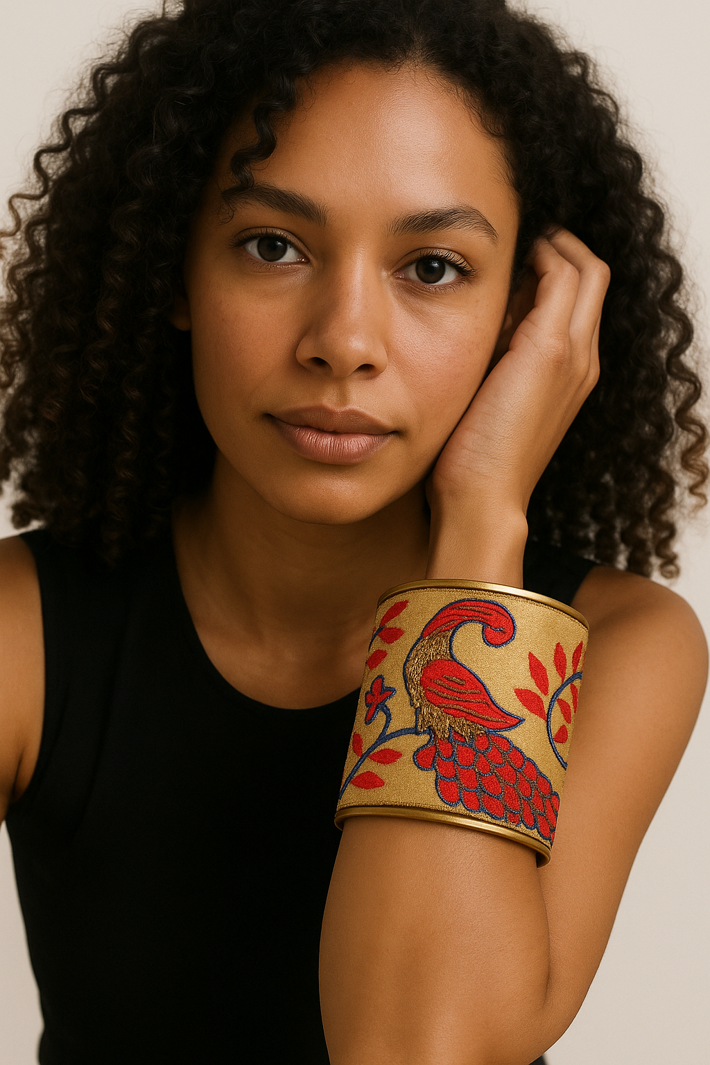 Cyan - Red & Blue Custom Stamped Brass Bracelet Cuff