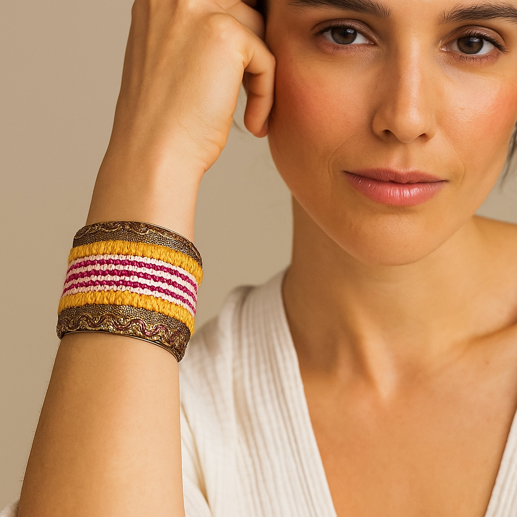 Chantal - Custom Stamped Brass Bracelet Cuff