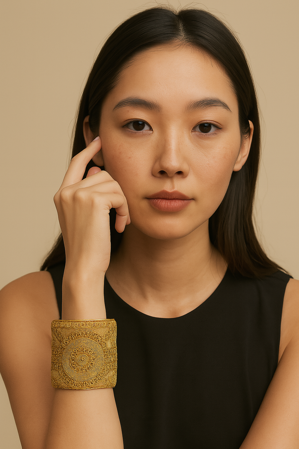 Goldie Customizable Gold Embroidered Cuff Bracelet