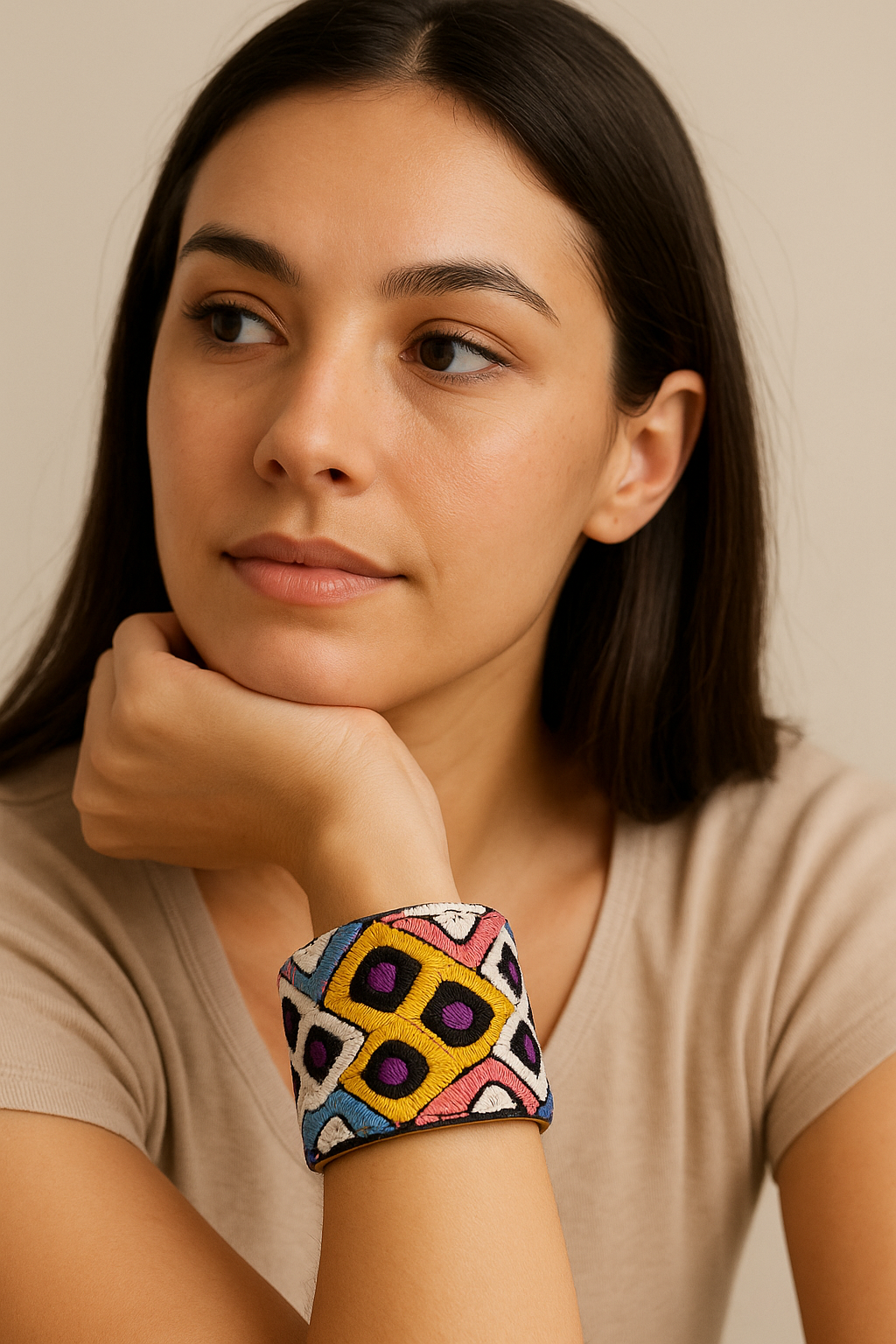 Helaina - Vintage Multi-Colored Brass Cuff Bracelet