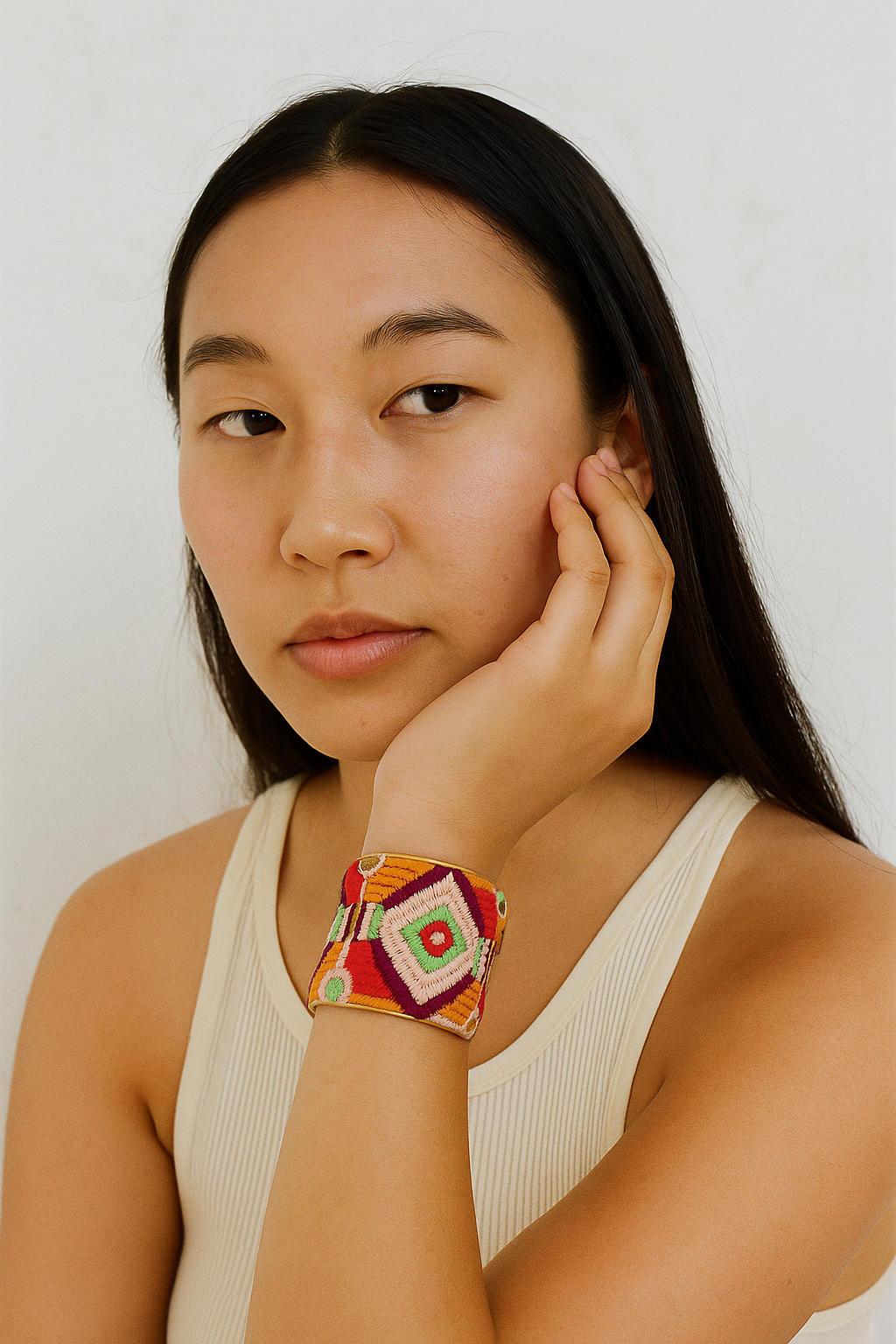 Gemma - Vintage Multi-Colored Brass Cuff Bracelet