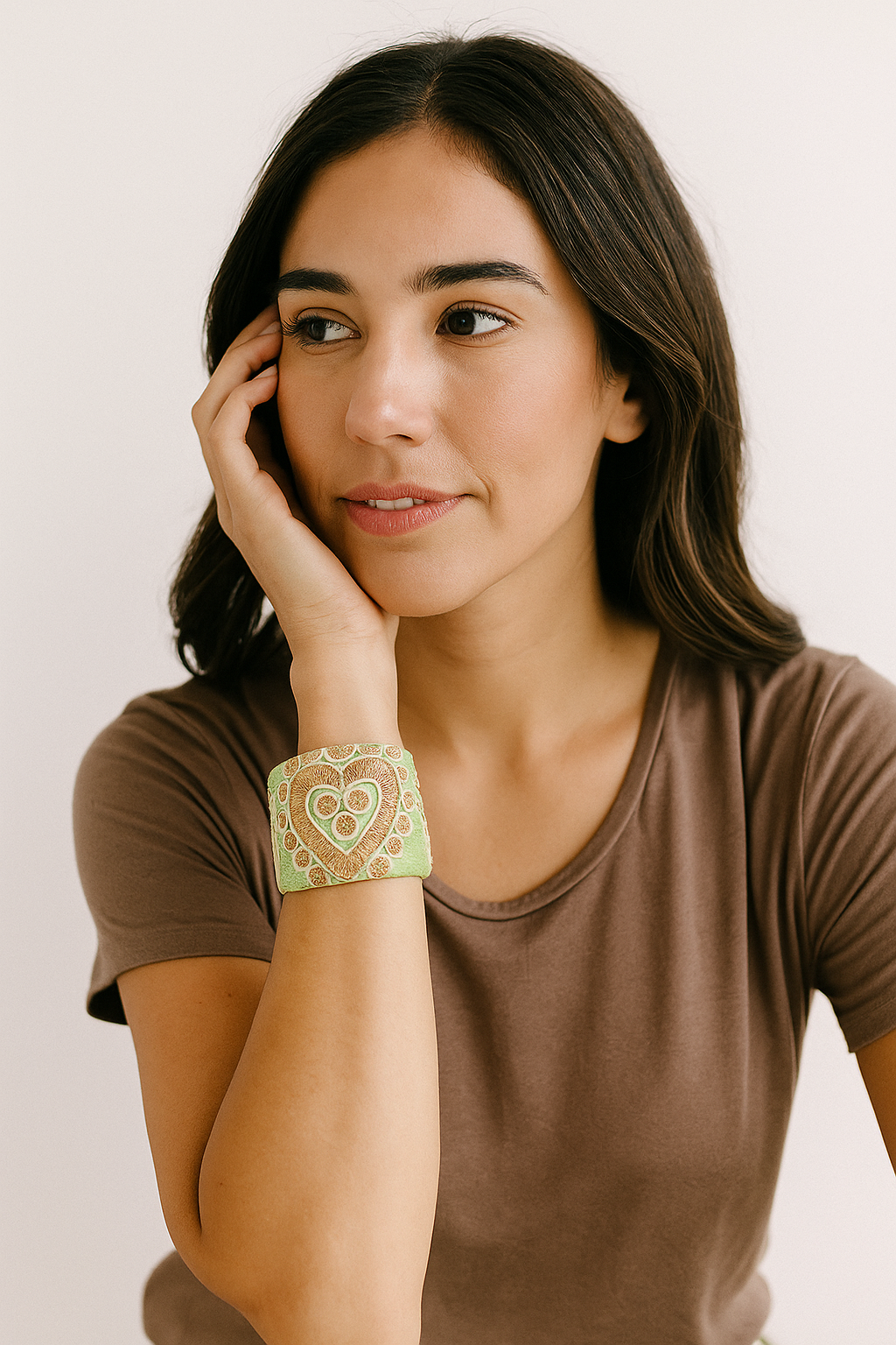 Everlee - Custom Stamped Vintage Green Brass Bracelet Cuff