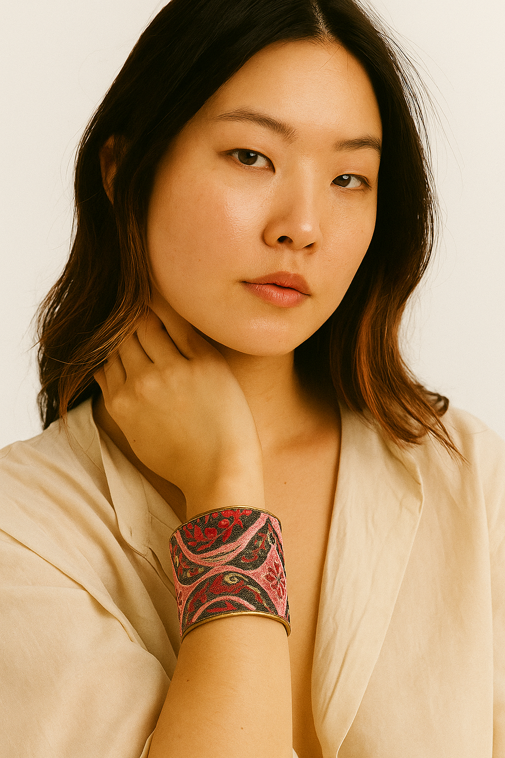 Brandi - Pink Custom Stamped Brass Cuff Bracelet